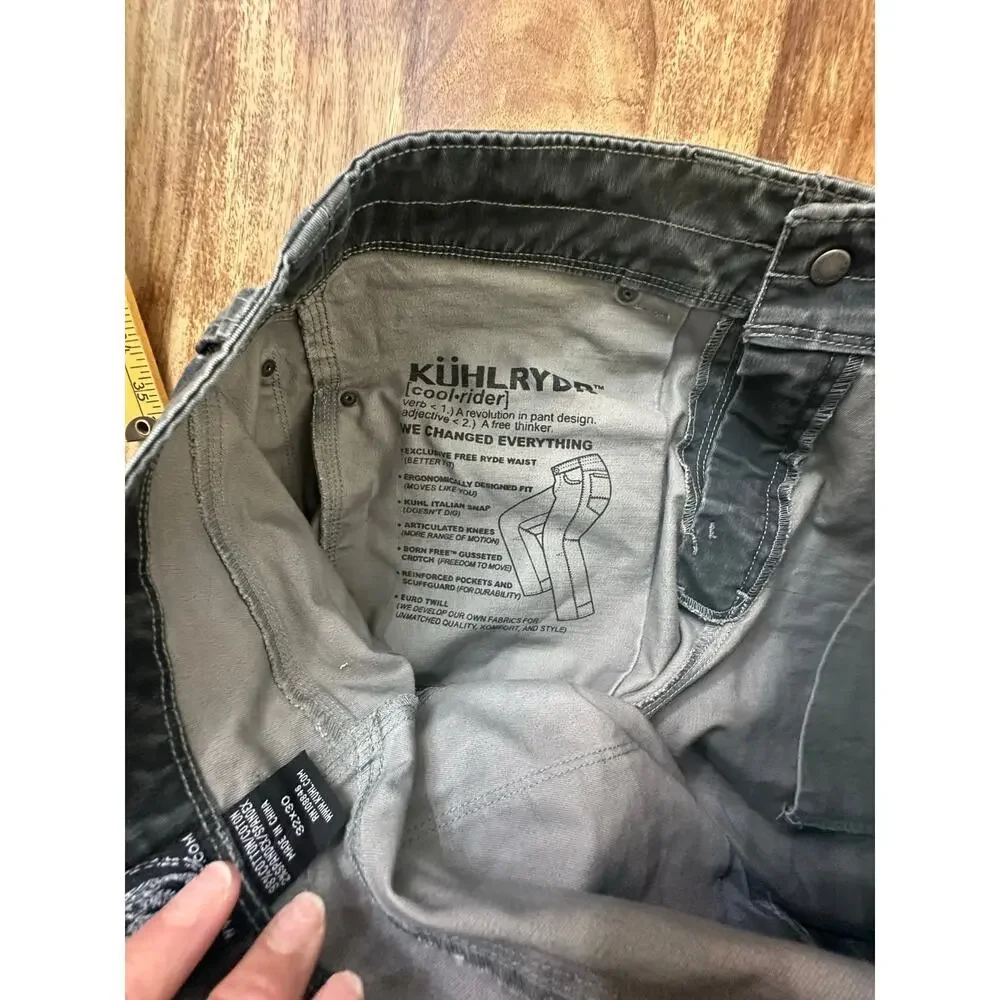 Kuhl Men's Dark Gray Distressed Dyed Look Straight Leg Denim Jeans Size 32X30